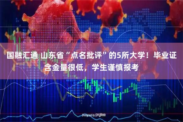 国融汇通 山东省“点名批评”的5所大学！毕业证含金量很低，学生谨慎报考